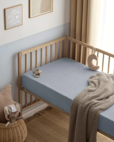 Miniatura 7 de Blissful Diary Sábanas de Muselina para Mini Cuna, Sábanas de Colchón Ajustables para Pack and Play, Pack N Play, Algodón Suave para Niños y Niñas