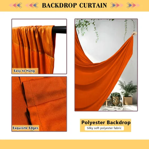 Miniatura 6 de TAYNSDJ101 - Cortina de boda naranja sin arrugas, sin arrugas, para fiestas, bodas, arcos, fiestas, ceremonias, escenarios, decoración de escenario