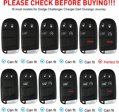 Miniatura 6 de Cubierta para llavero REMOCH para accesorios Dodge, estuche para llave de 5 botones para Dodge Charger Challenger Dart Durango Journey, control Rojo