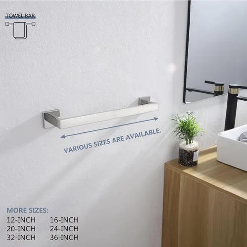 Miniatura 8 de KOKOSIRI Barra de Toalla Individual de 16 Pulgadas, Toallero para Baño o Cocina, Toallero de Pared de Acero Inoxidable SUS304, Cromo Pulido