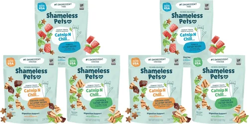 Miniatura 16 de Shameless Pets Golosinas para gatos con Catnip y pollo para la salud digestiva, crujientes