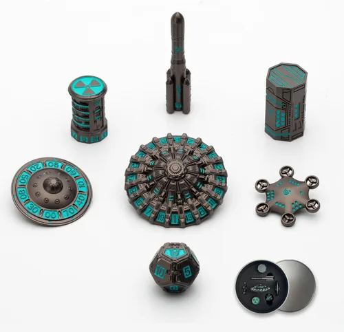 Miniatura 24 de UD - Juego de dados mecánicos de ruleta únicos DND Steampunk Dragones de metal D y D con dados TRPG DND 7 en 1 Spinner Metal D&D Juego de dados