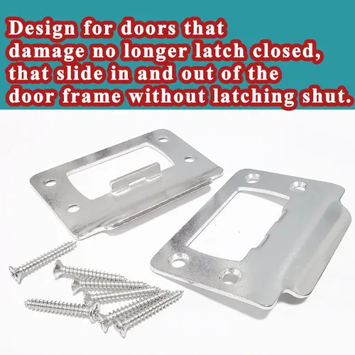 Miniatura 6 de Plaquita de Restaurador de Pestillo de Puerta de 2-1/4" por 1-3/4" para Puertas, 2 PIEZAS de Hardware Universal para Cerradura de Puerta con Níquel