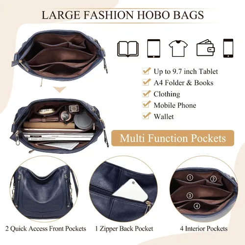 Miniatura 4 de Kasqo - Bolsas de piel grandes para mujer, con correa desmontable