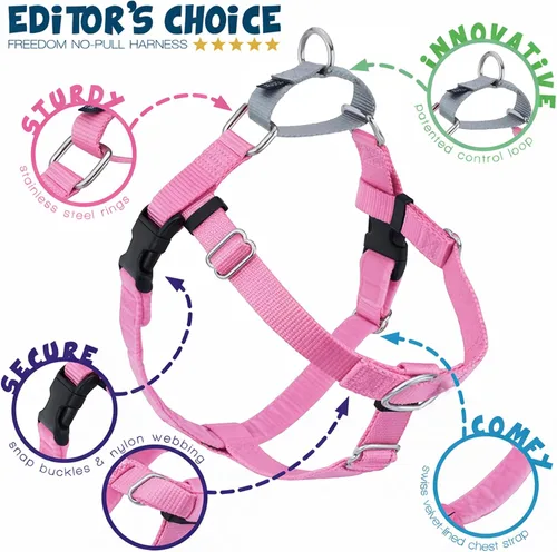 Miniatura 4 de 2 Hounds Design - Arnés para perro (libertad sin tirar), control ajustable, suave y cómodo para pasear perros fácilmente, para perros pequeños, Rosa