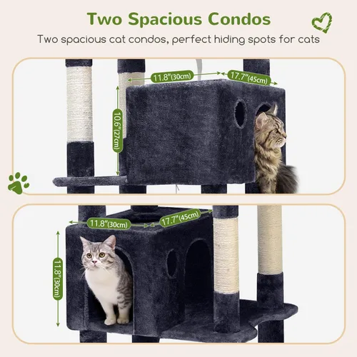 Miniatura 3 de Globlazer Árbol gigante para gatos, árbol para gatos de interior de 83 pulgadas para gatos grandes y adultos, torre XXL para gatos con 9 postes Gris