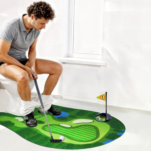 PITCOTT Juego de golf de inodoro, mini golf que se puede jugar en el baño, maravilloso tiempo para el baño, regalos de broma, divertido regalo de