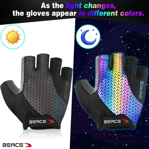 Miniatura 3 de BEACE Guantes de ciclismo, guantes de ciclismo, guantes de ciclismo de medio dedo, guantes de bicicleta de carretera para hombres y mujeres, 0.197