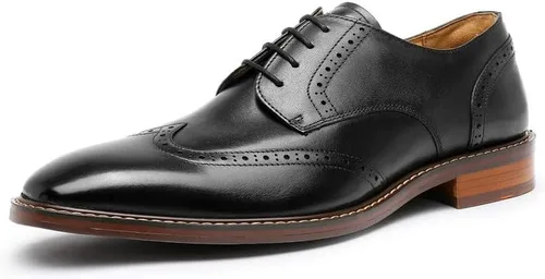 DESAI Zapatos de vestir clásicos Oxford para hombre, zapatos formales de cuero de grano completo con cordones para hombre