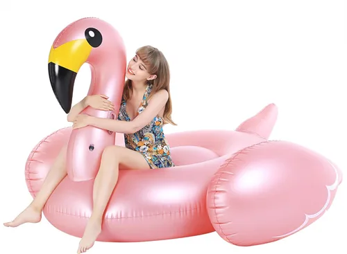 Miniatura 8 de Jasonwell Flotador inflable gigante de flamenco para piscina con válvulas rápidas, flotador de verano para playa, piscina de descanso, balsa