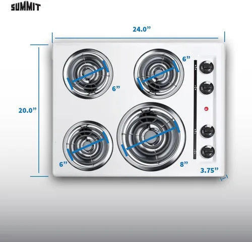 Miniatura 2 de Summit 24" 4 quemadores cocina eléctrica, bobina de 230 voltios, blanco WEL03