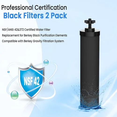 Miniatura 2 de Elementos de purificación negros certificados NSF/ANSI 42, para reemplazo de filtros de agua BB9-2®, compatible con el sistema de filtración por