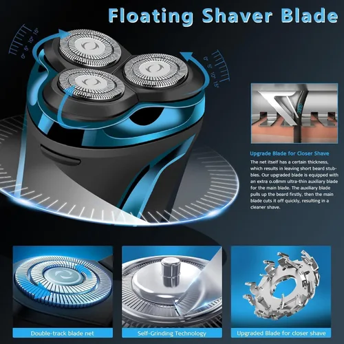 Miniatura 2 de Snapbuy - Maquinilla de afeitar eléctrica para hombres, Snapbuy Pro of Father, afeitadora giratoria de cabeza flotante 4D, afeitadora eléctrica C
