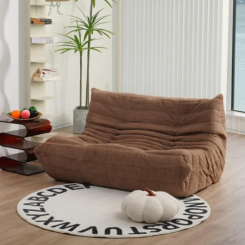 Miniatura 21 de N&V Fireside Sofá de Dos Plazas, Sofá de Piso Tamaño Twin de Mediados de Siglo sin Brazos, Silla Lounge de Piso de Pana Premium Suave, Silla de Jade
