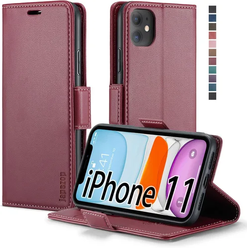 Miniatura 21 de japezop Funda compatible con iPhone 11, iPhone 11 con bloqueo RFID, soporte de tarjetero, funda de cuero con tapa para iPhone 11 de 6.1 pulgadas