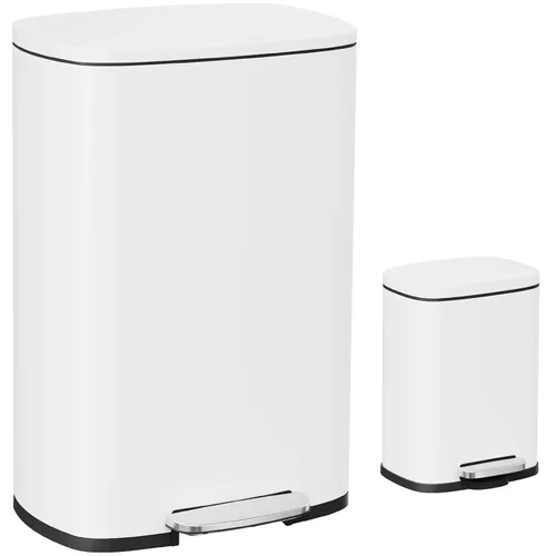 Miniatura 12 de Arlopu Cubo de basura de 13.2 + 1.3 galones, cubo de basura de acero inoxidable, cubo de basura de cierre suave con cubo interior de plástico Plata