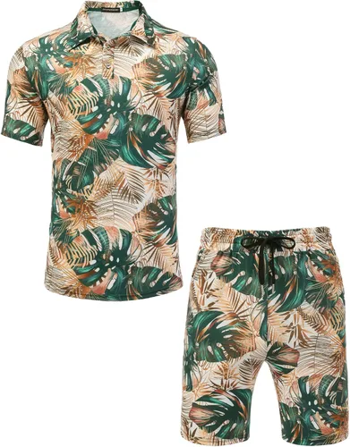 Miniatura 4 de Daupanzees Conjunto de camisa de 2 piezas para hombre, conjunto casual de manga corta para verano