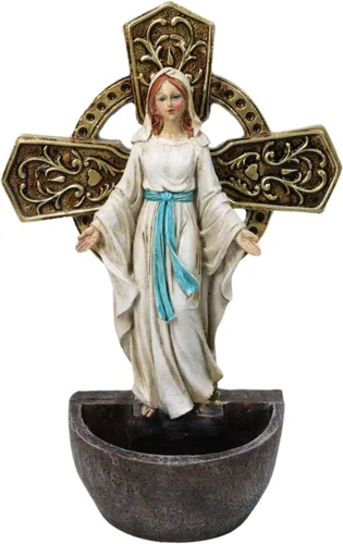 Miniatura 3 de Ebros Gift Virgen Madre María Virgen Nuestra Señora de Gracia Placa de aparador montado en la pared o escritorio Fuente de agua bendita Iglesia