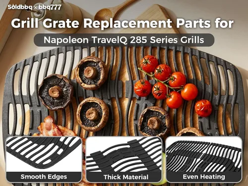Miniatura 5 de Rejillas de hierro fundido para parrilla de gas Napoleon All TravelQ 285, para Napoleon Travelq Pro 285 Accesorios Pro285x, PRO285X-BK, PRO285
