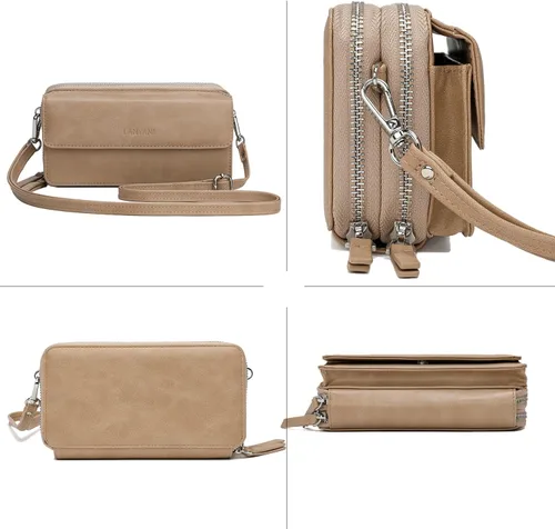 Miniatura 4 de Lanyani Cartera cruzada RFID con bolsillo para teléfono para mujer, cuero vegano