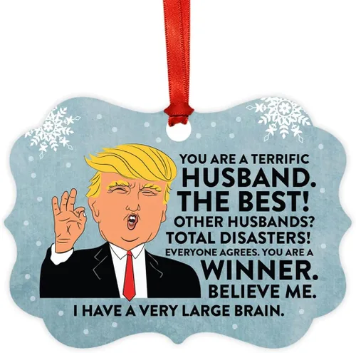 Miniatura 26 de Andaz Press Divertido presidente Donald Trump Fancy Frame Recuerdo Adorno de Navidad Regalo de mordaza, Perra fantástica, 1 paquete, ideas de regalo