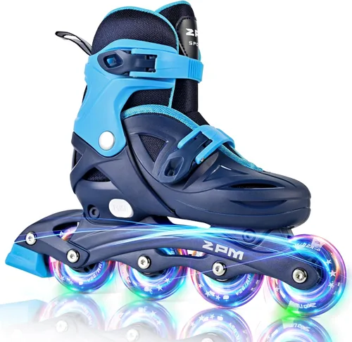 2PM SPORTS Patines en línea para niños y niñas de 4 a 8, 6 a 12 años, con ruedas iluminadas, cuchillas ajustables para niños y jóvenes principiantes