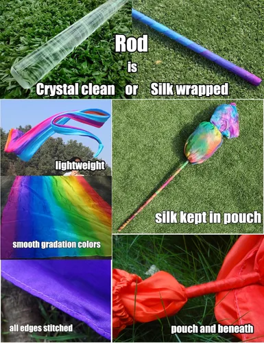 Miniatura 2 de Winged Sirenny 4.4yds Colorful Flowy Soft Silk Ribbon Throw Streamer with Rod,Church Liturgical Praise Worship Adoration Dance Ribbon Beginners