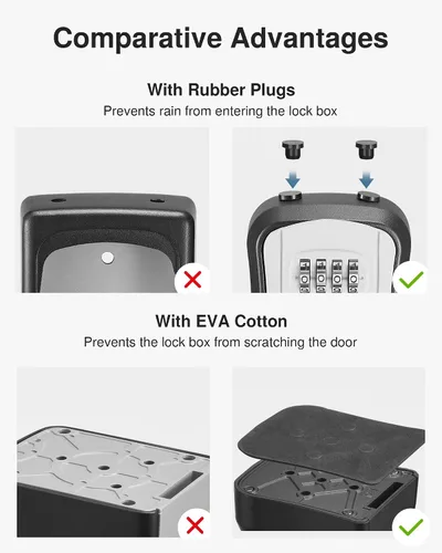Miniatura 6 de Puroma Caja de seguridad, caja de cerradura portátil con mango de cable extraíble, caja de bloqueo de combinación reiniciable, caja de seguridad