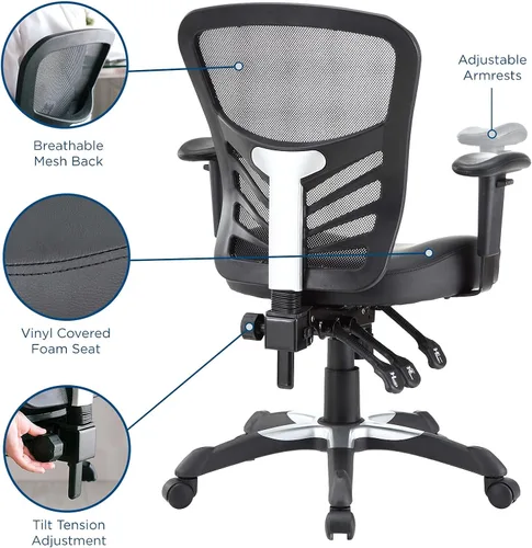 Miniatura 11 de Modway silla de oficina articulada, color verde, Vinilo, Vinilo negro