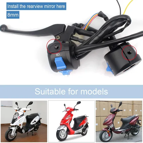 Miniatura 3 de Minho Scooter Chino Impermeable de Aluminio 7/8'' 22mm Conjunto de Ensamblaje de Control de Interruptor de Manillar Lado Izquierdo Derecho