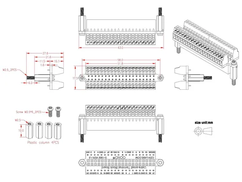 Miniatura 5 de Módulo de placa de conexiones de bloque de terminales GPIO RPi ultra pequeño, para Raspberry Pi