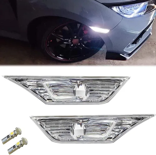 Miniatura 13 de 2 unids JDM llevó la luz de marcador lateral para Hon'da Civic Sedán/Coupe/Hatchback 2016 en adelante lente ahumada luces de señal de giro Lente
