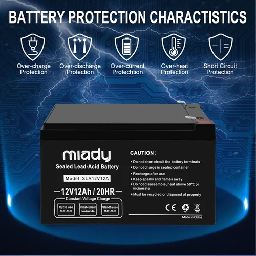 Miniatura 4 de Miady 12V 12Ah - Batería recargable de ácido de plomo sellada (paquete de 2)