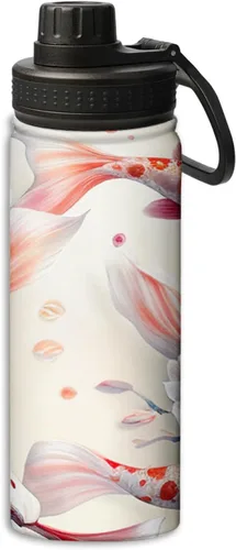 Miniatura 26 de Botella de agua deportiva a prueba de fugas con patrón de insectos y polillas, 18 onzas, de acero inoxidable duradero de doble pared, botellas