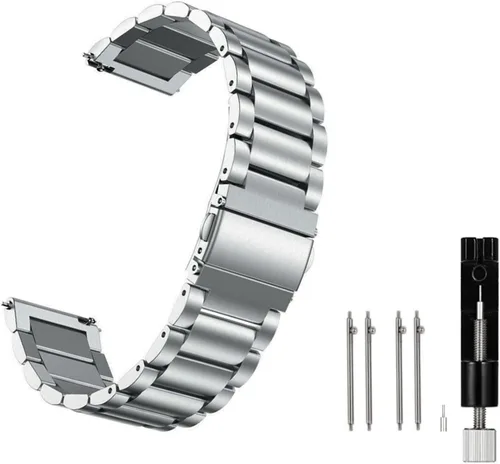Miniatura 19 de Moran Correa de malla de acero inoxidable de 20 mm, correa de metal de liberación rápida, 18 mm, 20 mm, 22 mm, compatible con Samsung Galaxy Watch