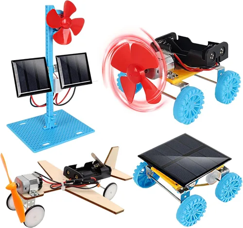 4 en 1 Kits STEM de Energía Solar y Motor Eléctrico, Proyectos de Experimentos Científicos para Niños Principiantes, Kit de Juguete Solar Impulsado