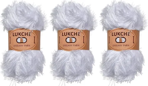 Miniatura 61 de Hilo de Pelo de Pestañas de Diversión de Lana de Felpa Premium 100% Poliéster 164 Yardas (150 Mt), 3.53 Oz (100 Gr) Hilo de Crochet Colorido DIY