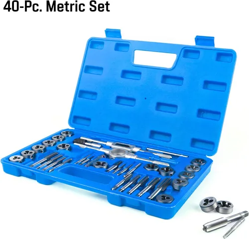 Miniatura 4 de Conjunto de tarjas y machuelos premium de 80 piezas SAE y métrico - Tamaño SAE de pulgada #4 a 1/2” y tamaño métrico M3 a M12, con roscas gruesas
