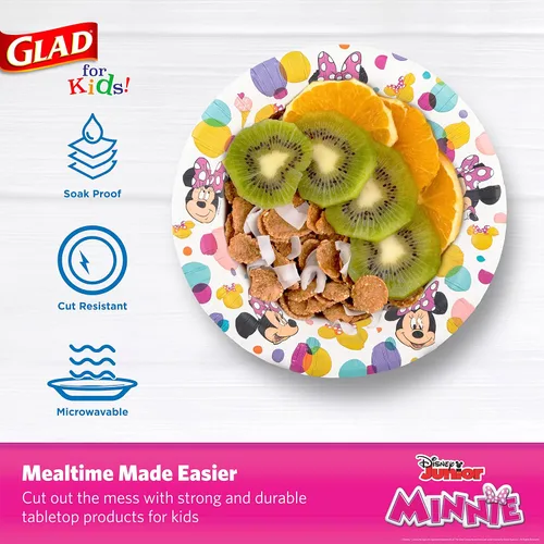 Miniatura 3 de Glad para Niños Cuencos Desechables de Papel de Disney Mickey y sus Amigos, Minnie Dots - Resistentes, A Prueba de Remojo, Aptos para Microondas