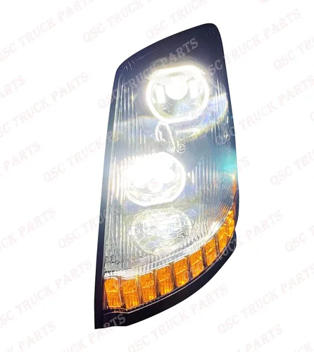 Miniatura 8 de QSC Truck Parts faros delanteros LED de alto rendimiento negros con señales de giro secuenciales + juego de luces antiniebla LED izquierda y derecha