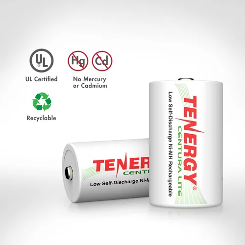 Miniatura 7 de Tenergy Centura Lite - Batería D recargable NiMH de 1.2 V, 3000 mAh de baja autodescarga, batería de tamaño D precargada, certificado UL, paquete