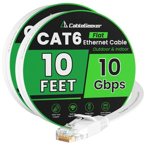 Miniatura 85 de Cable Ethernet Cat 6 de 100 pies, para interiores y exteriores, red de Internet de alta velocidad de 10 Gbps, cable de conexión Ethernet plano