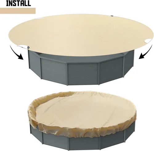 Miniatura 2 de TANG Cubiertas redondas de 10 pies para piscina de 6 pies para tanque redondo sobre el suelo, cubiertas de piscina de hojas de invierno