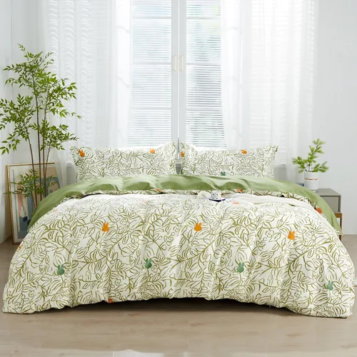 Miniatura 26 de SAPHREAS Juego de Funda de Edredón de Flores Rosas 2 piezas Algodón Estilo Jardín Campanilla Floral Ropa de Cama Juego de Funda de Edredón 100%
