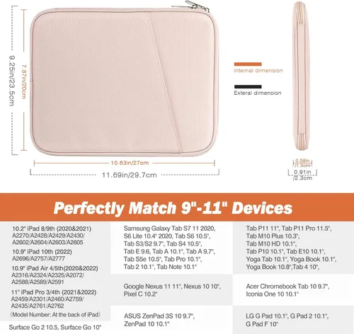 Miniatura 2 de MoKo Funda para tablet de 9 a 11 pulgadas, compatible con iPad Air M4/Pro M5 de 11 pulgadas, iPad A16 de 11 pulgadas, i-Pad 10/9/8/7th/Air 5/4th Rosa