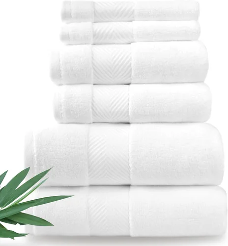 Alusa Home Toallas de baño de viscosa ultra suave y afelpada de bambú, toallas de baño de lujo de 27.64 oz/m², juego de 6 piezas, súper absorbentes