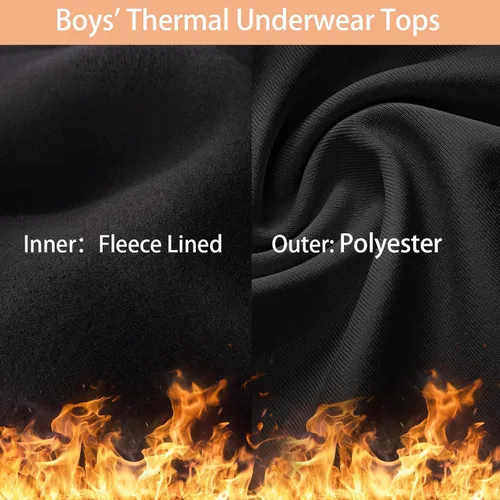 Miniatura 5 de TELALEO Boys' Girls' Long Sleeve Compression Shirts Thermal Fleece Lined Kids Athletic Sports Tops Leggings Baselayer Set