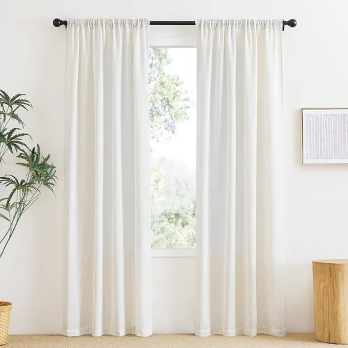Miniatura 6 de NICETOWN Cortinas transparentes de lino de 84 pulgadas de largo, cortinas transparentes con pinza y bolsillo para barra con pestaña trasera