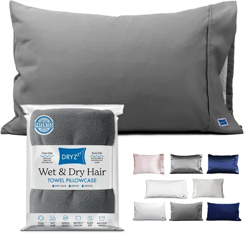 Miniatura 17 de DryZzz Funda de almohada impermeable de 35 x 19 pulgadas, 2 piezas, tamaño King, absorbente, toalla de doble cara, cabello húmedo y seco, a prueba