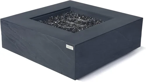 Miniatura 3 de AMS Chimenea Elementi Plus Roraima Mesa cuadrada de gas propano de hormigón negro pizarra